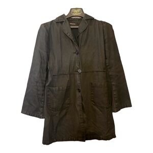 Express Women’s Black Canvas mid Length Button Down Coat SZ Small